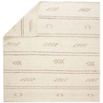 Featuring Leona  Essek Rug by Jaipur Living at Amethyst Home. The texture-rich Leona Essek offers an assortment of updated kilim looks, re-invented with the on-trend shearling style and neutral, modern palettes. The handwoven Essek rug features a globally inspired, light brown, stripe and tribal pattern on a neutral cream base. This 100% wool accent piece. Amethyst Home provides interior design, new home construction design consulting, vintage area rugs, and lighting in the Kansas City metro area.