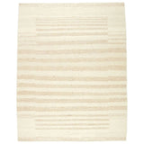 Featuring Leona  Istar Rug by Jaipur Living at Amethyst Home. The texture-rich Leona Istar offers an assortment of updated kilim looks, re-invented with the on-trend shearling style and neutral, modern palettes. The handwoven Istar rug features a globally inspired, light tan, stripe pattern on a neutral cream base. This 100% wool accent piece delights in hi. Amethyst Home provides interior design, new home construction design consulting, vintage area rugs, and lighting in the Charlotte metro area.