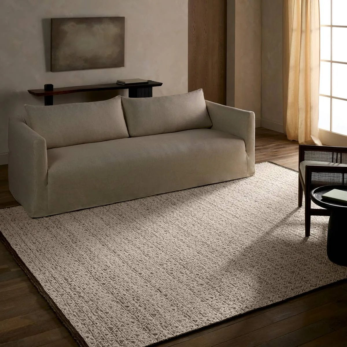 Featuring Eliza Merwyn Rug by Jaipur Living at Amethyst Home. Bring home effortless sophistication with Merwyn. Fine merino wool in a grounding neutral color palette is handwoven with a comfortable high-low pile. Modern yet understated, brings timeless elegance that serves as a beautiful backdrop to any design type.
ELZ0495% Wool 5% CottonELZ04 Eliza Merwy. Amethyst Home provides interior design, new home construction design consulting, vintage area rugs, and lighting in the Alpharetta metro area.