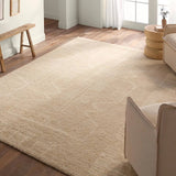 Featuring Repose  Essien Hand-Knotted Rug by Jaipur Living at Amethyst Home. The inviting and traditionally inspired Repose Essien marries stunning artisan quality and the beauty of natural, undyed wool. The Sherpa-like, hand-knotted construction of the Essien rug boasts a plush texture underfoot and is perfect for adding warmth and coziness to a space. The ne. Amethyst Home provides interior design, new home construction design consulting, vintage area rugs, and lighting in the Austin metro area.