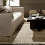 Featuring Rhan Hand-Knotted Rug by Jaipur Living at Amethyst Home. Where durability, style, and comfort come together, the Rhan rug's intricate design and sandy tones seamlessly settle into any space. This artisan-made rug is hand knotted, hand-carded, and handspun in India. It's soft to the touch and doesn't stain easily, so you can live more and worry les. Amethyst Home provides interior design, new home construction design consulting, vintage area rugs, and lighting in the Charlotte metro area.