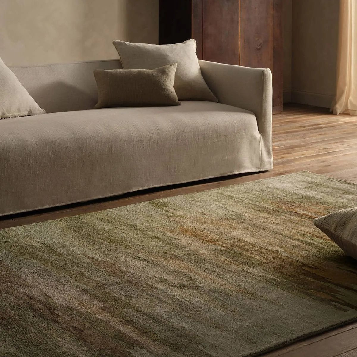 Featuring Ryenn Rug by Jaipur Living at Amethyst Home. Infused with a whimsical spirit and sophisticated flair, the Genesis Ryenn brings an artistic edge to any contemporary home. The Ryenn design features an abstract, grounding green and brown pattern, enhanced with a lustrous sheen reminiscent of shimmering water reflections.Hand Tufted60% Wool 40% Visco. Amethyst Home provides interior design, new home construction design consulting, vintage area rugs, and lighting in the Alpharetta metro area.