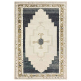 Featuring Stellar Rug by Jaipur Living at Amethyst Home. The Stellar design merges timeless tradition with a vintage-inspired aesthetic. Featuring a striking central medallion, this rug is set against an elegant beige and black backdrop, accented by rich green detailing. Its classic pattern, paired with a gently distressed finish, creates an heirloom q. Amethyst Home provides interior design, new home construction design consulting, vintage area rugs, and lighting in the Salt Lake City metro area.
