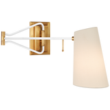 Featuring Keil Swing Arm Wall Light Hand-Rubbed Antique Brass and White by Visual Comfort at Amethyst Home. The Keil by AERIN is both practical and stylish. The mid-century modern design projects focused light where needed thanks to hinged metalwork in various finishes, adding instant character to any office or behind a reading chair.
Weight: 4 lbs.. Amethyst Home provides interior design, new construction, custom furniture, and area rugs in the Kansas City metro area