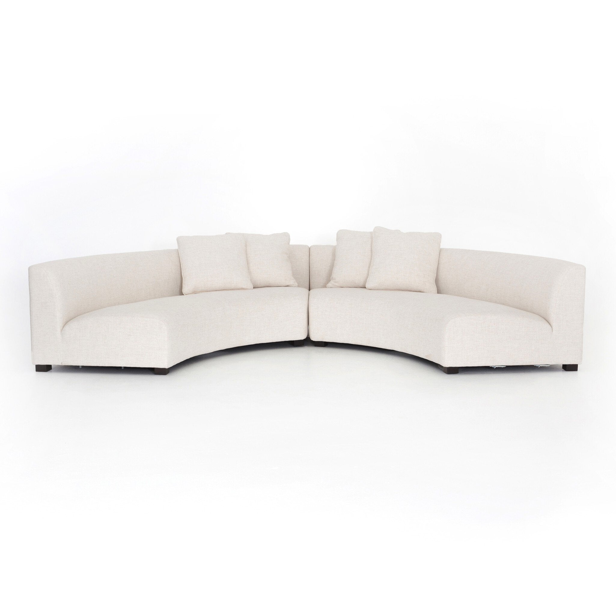 Featuring Liam Dover Crescent Sectional by Four Hands at Amethyst Home. Eye-catching at every curve. A sophisticated take on sleek Italian design, cream linen-blend upholstery fashions an elongated crescent, bringing shapely effect to the modular sectional. Pieces can be positioned to form a large or small crescent, granting options to suit a space. Large crescent: 176.38"W x 66.5"S x. Amethyst Home provides interior design, new construction, custom furniture, and area rugs in the Miami metro area