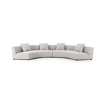 Featuring Liam Knoll Sand Sectional by Four Hands at Amethyst Home. Eye-catching around every curve. A sophisticated take on sleek Italian design, light, linen-blend covering fashions a crescent for shapely effect with clever modularity.Overall Dimensions: 176.50"w x 66.50"d x 29.00"hWeight : 254.42 lbsMaterials : 95% Polyester, 5% Acrylic, Solid Birch. Amethyst Home provides interior design, new construction, custom furniture, and area rugs in the Boston metro area