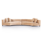 Featuring Liam Surrey Camel Sectional by Four Hands at Amethyst Home. Eye-catching around every curve. A modern take on sleek Italian design, velvety light camel hugs a crescent silhouette for shapely effect with clever modularity.Overall Dimensions: 176.50"w x 66.50"d x 29.00"hWeight : 254.42 lbsMaterials : 76.8% Cotton, 23.2% Polyester, Solid Birch. Amethyst Home provides interior design, new construction, custom furniture, and area rugs in the Washington metro area