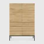 Featuring Ligna Black Oak Cupboard by Ethnicraft at Amethyst Home. A clean and pure look with black metal legs, the Ligna storage cupboard offers a perfect storage facility for the kitchen, living room or dining room.Weight : 293 lbs Dimensions: 20" W x 43.5" L x 64" H. Amethyst Home provides interior design, new construction, custom furniture, and area rugs in the Austin metro area