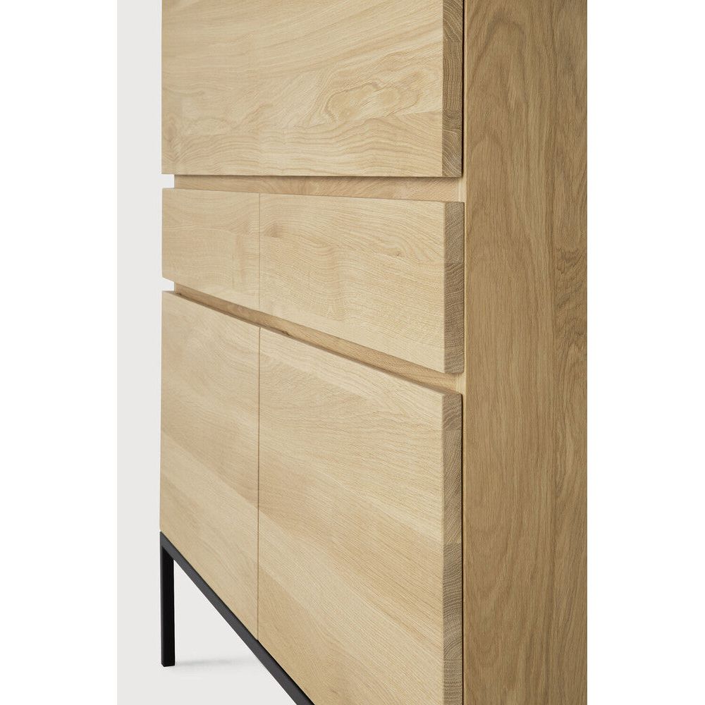 Featuring Ligna Black Oak Cupboard by Ethnicraft at Amethyst Home. A clean and pure look with black metal legs, the Ligna storage cupboard offers a perfect storage facility for the kitchen, living room or dining room.Weight : 293 lbs Dimensions: 20" W x 43.5" L x 64" H. Amethyst Home provides interior design, new construction, custom furniture, and area rugs in the Houston metro area