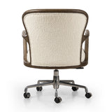 Featuring Lilo Durham Cream Desk Chair by Four Hands at Amethyst Home. Heritage inspiration meets modern comfort in a desk chair. Soft curves of grey-finished wood frame a seat of textural cream fabric. Height adjustable with a 360-degree swivel base and smooth-rolling casters ensures ease in the workplace.Overall Dimensions: 26.00"w x 28.00"d x 35.00"hWeight : 33.07 lbsMaterials : 6. Amethyst Home provides interior design, new construction, custom furniture, and area rugs in the Boston metro area