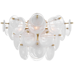 Featuring Loire Large Tiered Flush Mount Gild by Visual Comfort at Amethyst Home. The Loire by AERIN evokes mid-century Italian elegance while adding modern updates in design and finishes. The fluid and dynamic silhouettes cascade and inspire through the distinctive glow of light softly filtered through hand-blown white strié glass discs. Larger pieces can allow a sizeable dining ro. Amethyst Home provides interior design, new construction, custom furniture, and area rugs in the Dallas metro area