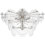 Featuring Loire Large Tiered Flush Mount Polished Nickel by Visual Comfort at Amethyst Home. The Loire by AERIN evokes mid-century Italian elegance while adding modern updates in design and finishes. The fluid and dynamic silhouettes cascade and inspire through the distinctive glow of light softly filtered through hand-blown white strié glass discs. Larger pieces can allow a. Amethyst Home provides interior design, new construction, custom furniture, and area rugs in the Salt Lake City metro area