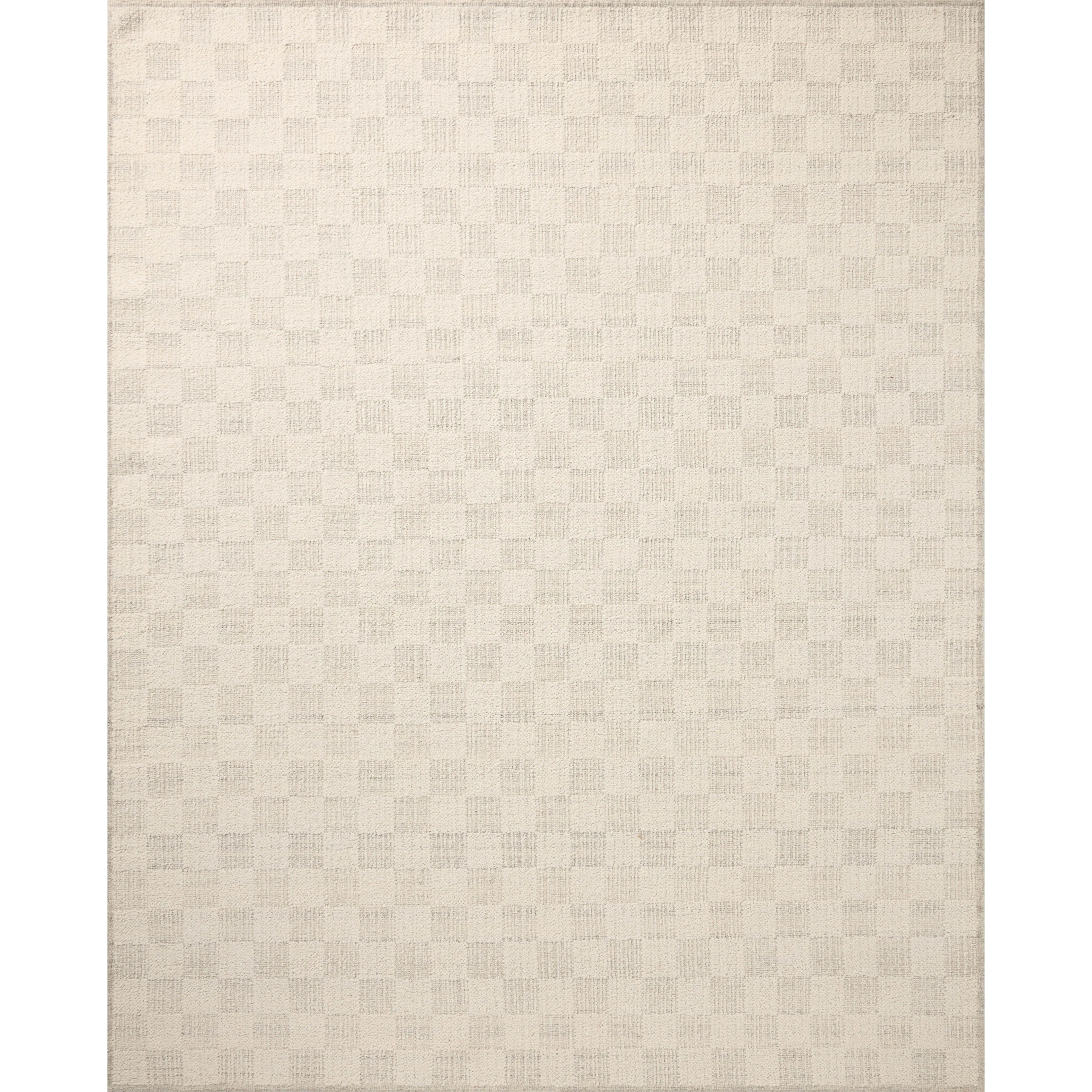 Featuring Brigette Romanek x Loloi Knox Ivory / Silver Rug by Loloi at Amethyst Home. The Knox Ivory / Silver Rug by Brigette Romanek x Loloi is a handwoven area rug with a contemporary checkerboard pattern and a texture reminiscent of a luxurious knit sweater. Made of a blend of wool and cotton that plays with scale and texture, Knox is imbued with cozy luxu. Amethyst Home provides interior design, new home construction design consulting, vintage area rugs, and lighting in the Houston metro area.