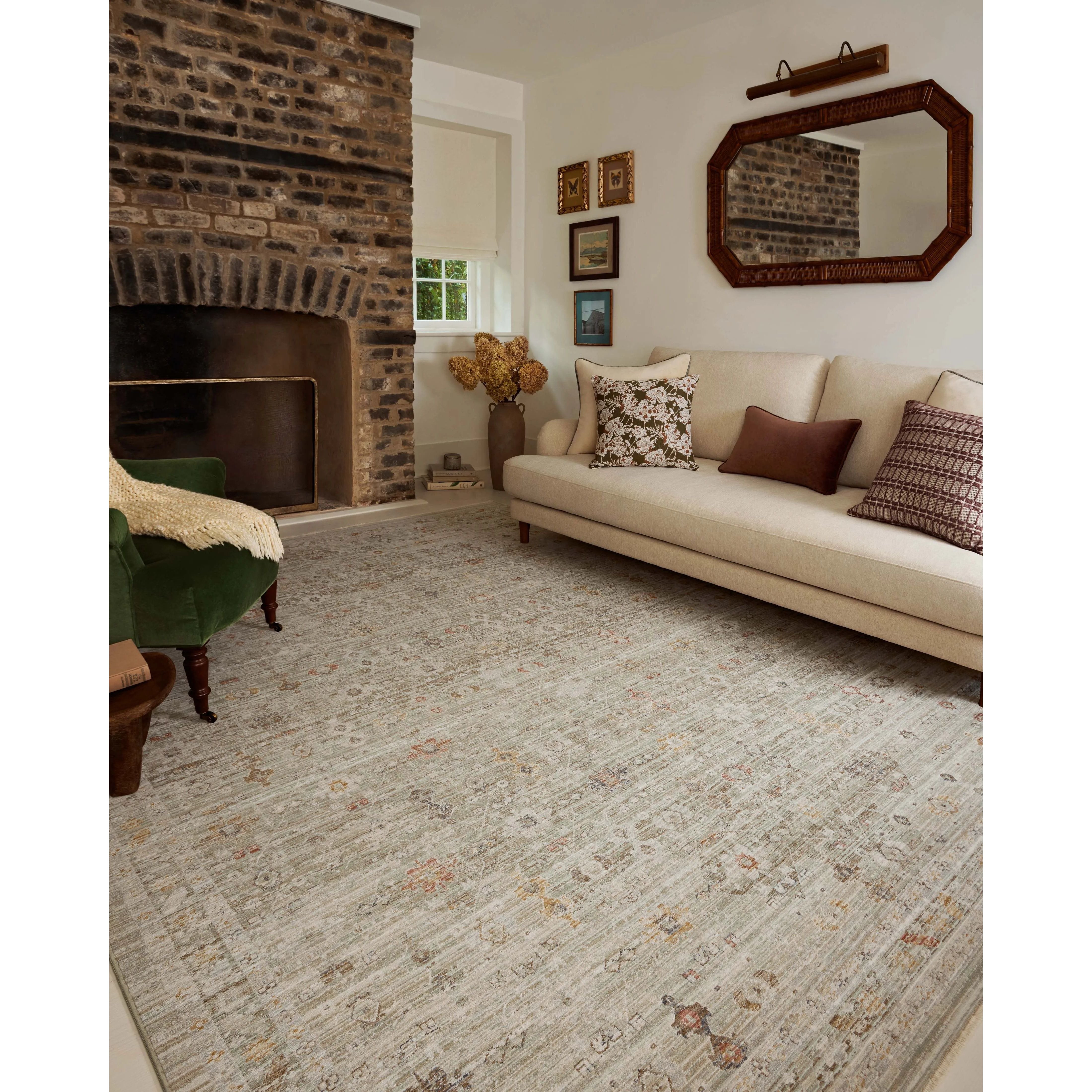Featuring Chris Loves Julia × Loloi Ida Spa / Multi Rug by Loloi at Amethyst Home. The Ida Collection from Chris Loves Julia x Loloi is a vintage-inspired area rug with a soft, subtly textured pile similar to hand-knotted rugs. The rugs gentle distressing creates a timeless look, while its durability and earthy colorways make it a great choice for the busi. Amethyst Home provides interior design, new home construction design consulting, vintage area rugs, and lighting in the Des Moines metro area.