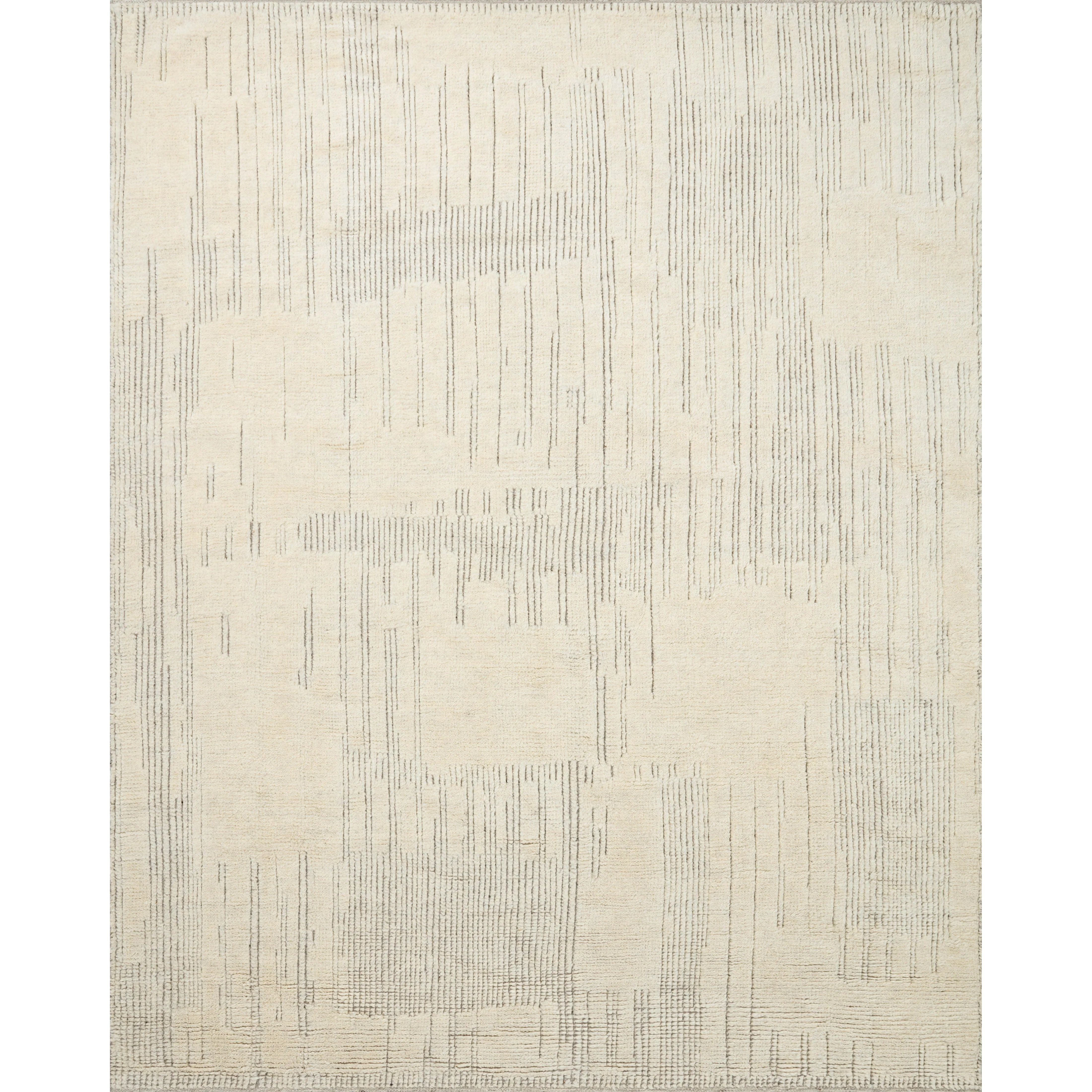 Featuring David Jean Stoffer x Loloi Ivory Hand-Knotted Rug by Loloi at Amethyst Home. Unexpected stripes trace along the David Collection, a hand-knotted area rug with a plush, luxurious presence. Abstract patterns are carved into the design for a richly textured pile that's satisfying to sink into. This collection is made of 100% wool in India and GoodW. Amethyst Home provides interior design, new home construction design consulting, vintage area rugs, and lighting in the Los Angeles metro area.