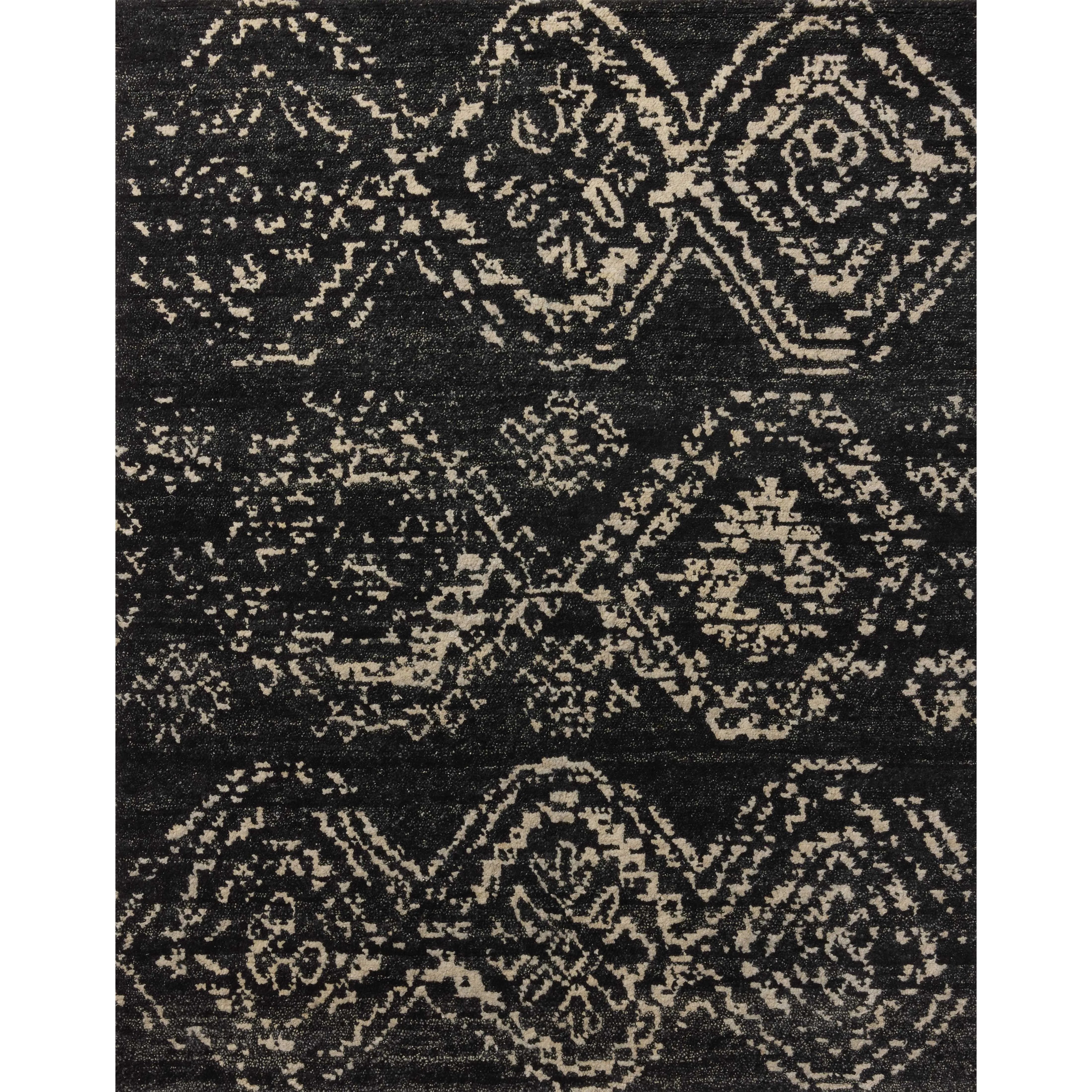 Featuring Meryl Black / Ivory Hand-Knotted Rug by Loloi at Amethyst Home. The Meryl Collection is a hand-knotted area rug that reimagines traditional Moroccan motifs at a much larger scale for a striking, modern feel. With an especially plush and chunky pile, its the ideal bedroom rug (and very welcome in living rooms, too). This collection is hand-knotted. Amethyst Home provides interior design, new home construction design consulting, vintage area rugs, and lighting in the Alpharetta metro area.