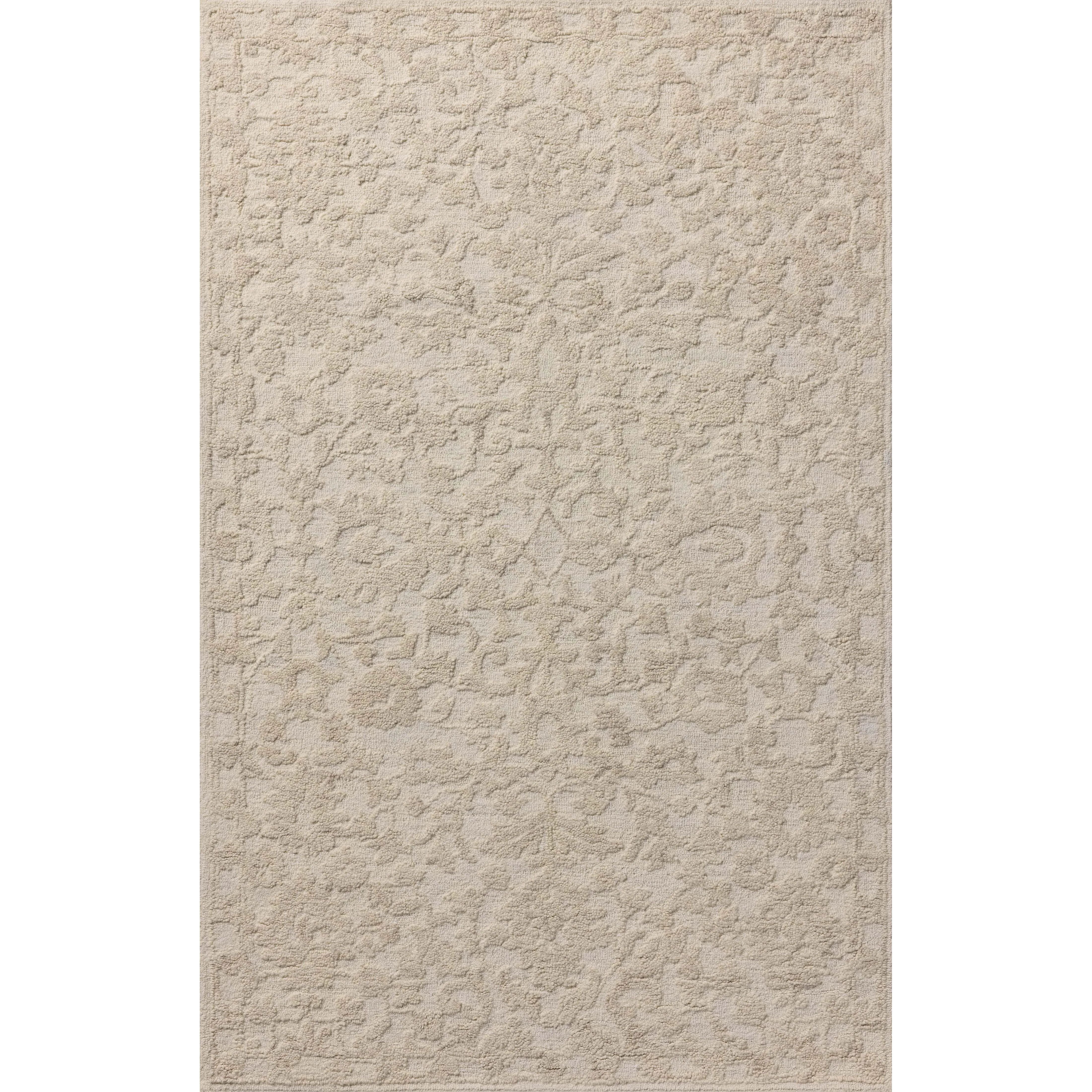 Featuring Prudence Cream / Ivory Rug by Loloi at Amethyst Home. The Prudence Collection is a hand-tufted area rug made of soft, space-dyed wool and cotton, which lends a subtle gradation of color throughout the floral design. The rugs background is low-looped, while the pattern is made with a chunky, higher loop to create even more depth in this sophisticated d. Amethyst Home provides interior design, new home construction design consulting, vintage area rugs, and lighting in the Tampa metro area.