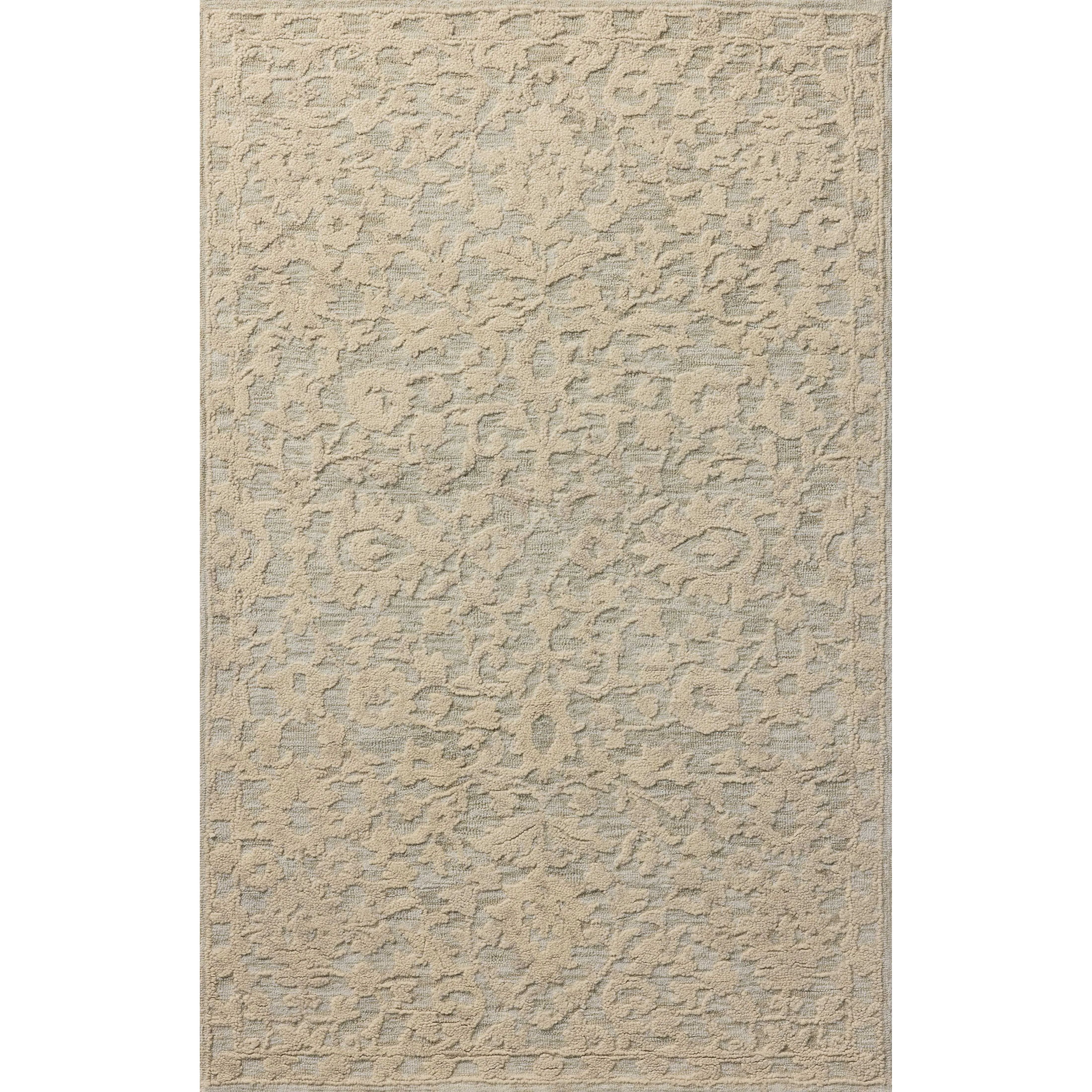 Featuring Prudence Sage / Ivory Rug by Loloi at Amethyst Home. The Prudence Collection is a hand-tufted area rug made of soft, space-dyed wool and cotton, which lends a subtle gradation of color throughout the floral design. The rugs background is low-looped, while the pattern is made with a chunky, higher loop to create even more depth in this sophisticate. Amethyst Home provides interior design, new home construction design consulting, vintage area rugs, and lighting in the San Diego metro area.