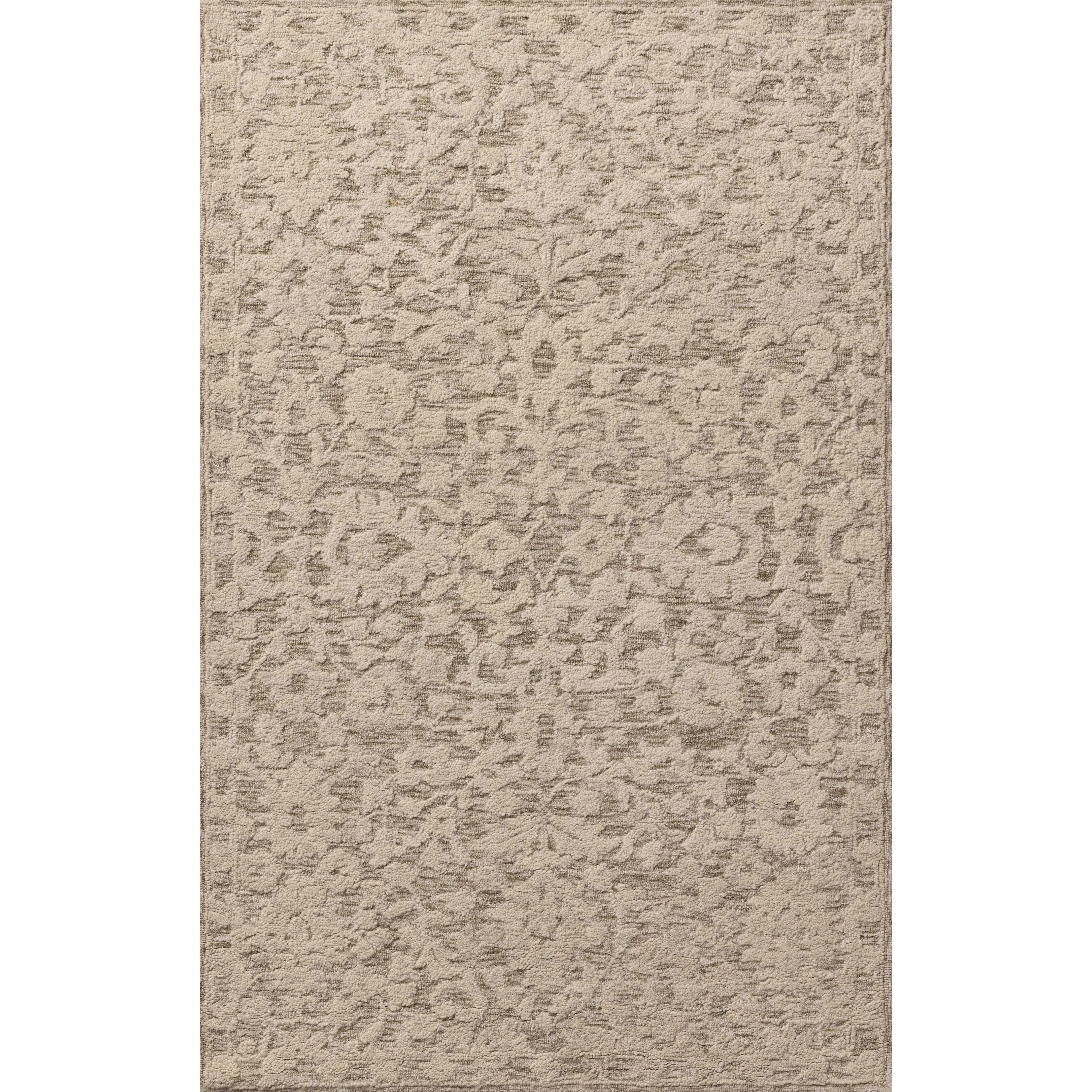 Featuring Prudence Stone / Ivory Rug by Loloi at Amethyst Home. The Prudence Collection is a hand-tufted area rug made of soft, space-dyed wool and cotton, which lends a subtle gradation of color throughout the floral design. The rugs background is low-looped, while the pattern is made with a chunky, higher loop to create even more depth in this sophisticat. Amethyst Home provides interior design, new home construction design consulting, vintage area rugs, and lighting in the Nashville metro area.