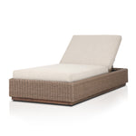 Featuring Lorelei Alessi Buff Outdoor Chaise by Four Hands at Amethyst Home. A slim, stylish profile invites outdoor lounging. The woven box base frames durable, outdoor-friendly cushioning in soft buff. An adjustable back offers personalized comfort, while the wooden plinth elevates the sleek design. Cover or store indoors during inclement weather and when not in use.Overall Dim. Amethyst Home provides interior design, new construction, custom furniture, and area rugs in the Scottsdale metro area