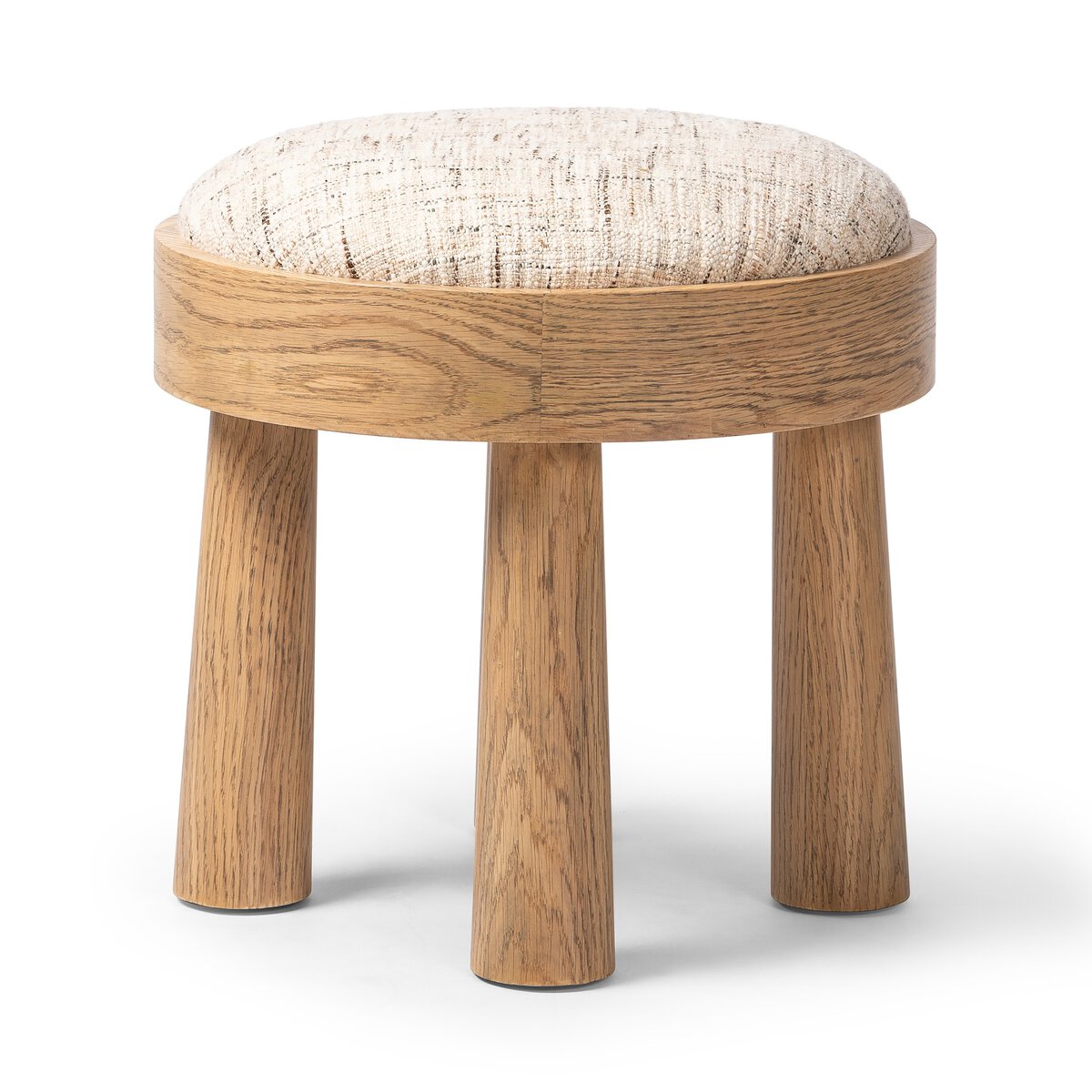 Featuring Louise Ostend Natural Accent Stool by Four Hands at Amethyst Home. A simple, charming stool with natural oak wood veneer finish and textured neutral fabric seat. Tapered legs add subtle character.Overall Dimensions: 19.00"w x 19.00"d x 19.25"hWeight : 23.81 lbsMaterials : 58% Flax/Linen, 35% Acrylic, 7% Polyester, Solid Oak, Oak Veneer. Amethyst Home provides interior design, new construction, custom furniture, and area rugs in the Miami metro area