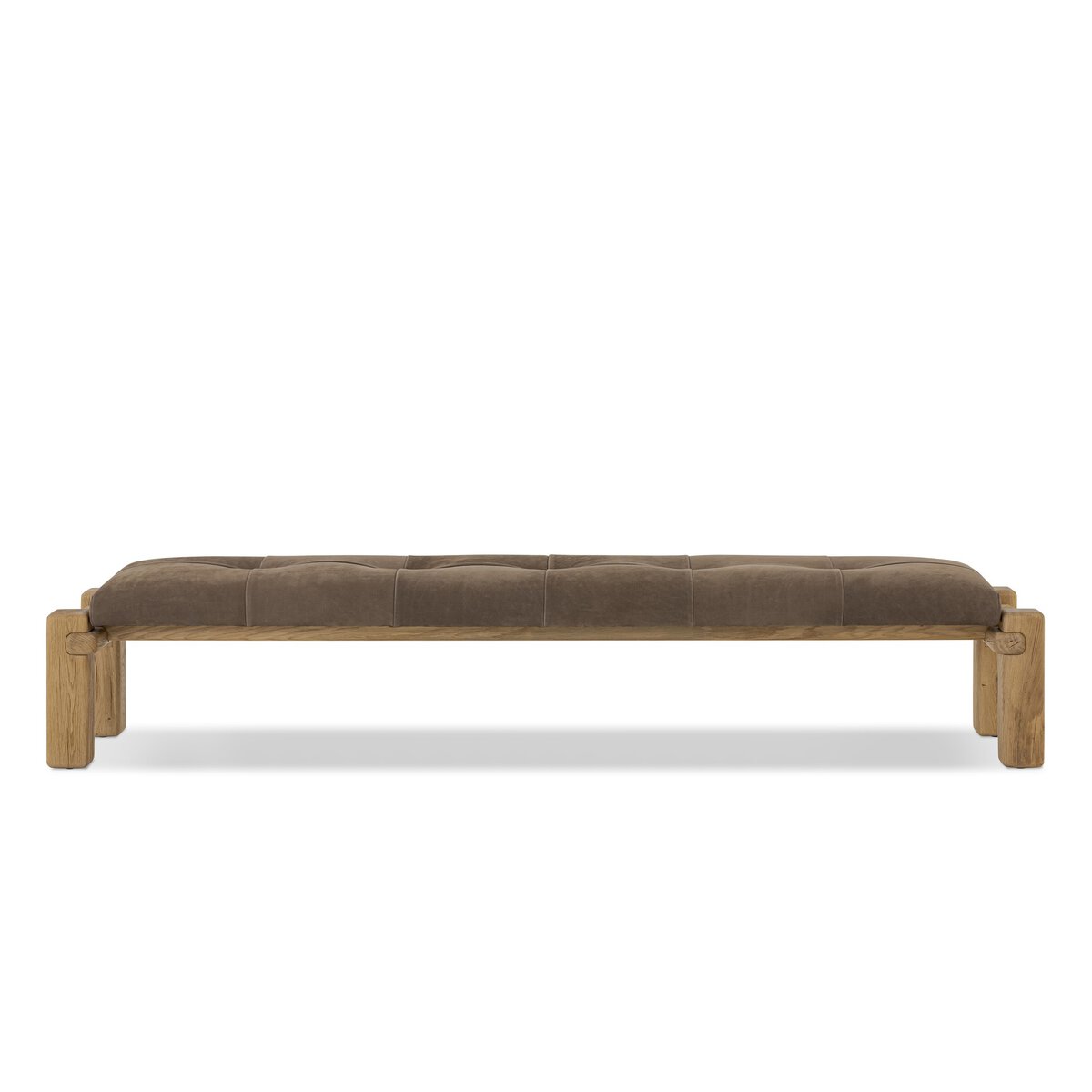 Featuring Marcia Nubuck Cigar Accent Bench by Four Hands at Amethyst Home. Designed by Thomas Bina and Ronald Sasson, a design partnership blending both modern minimalist and Brazilian influences. Crafted from natural reclaimed French oak with overstated joint details, with a top-grain leather cushion for comfort. Rounded edges bring a soft, playful feel to the entire piece.Overa. Amethyst Home provides interior design, new construction, custom furniture, and area rugs in the Scottsdale metro area
