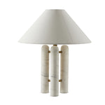 Featuring Medici Charcoal and White Marble Table Lamp by Four Hands at Amethyst Home. This stunning table lamp features three smooth Italian marble pillars, reminiscent of the marble columns found throughout Italy.Overall Dimensions: 18.00"w x 18.00"d x 21.00"hWeight : 14.10 lbsMaterials : Solid Marble, Stainless Steel, Thermoplastic. Amethyst Home provides interior design, new construction, custom furniture, and area rugs in the Des Moines metro area