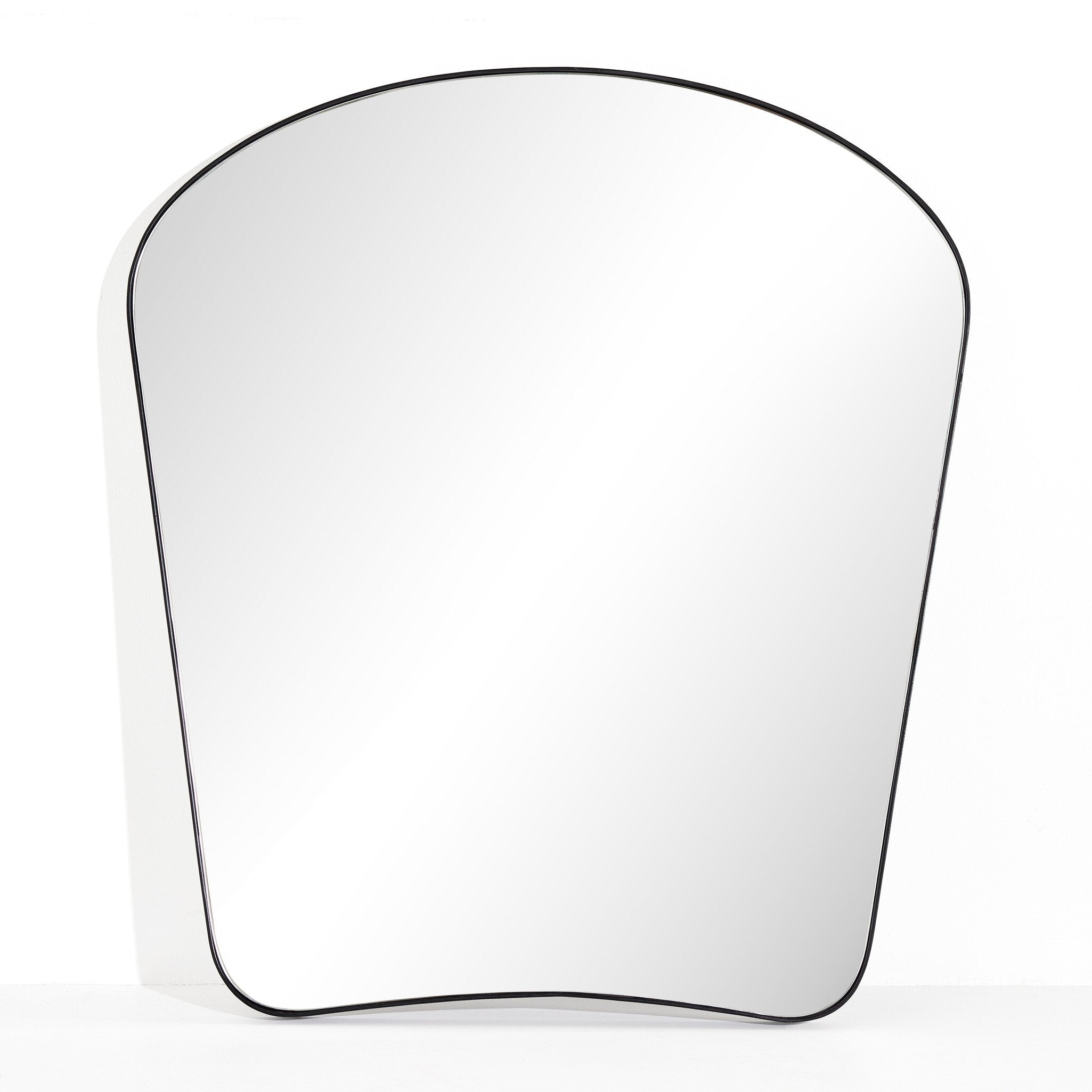 Featuring Merona Iron Matte Black Mantel Mirror by Four Hands at Amethyst Home. A swooped silhouette creates rounded corners while maintaining a sleek overall look.Overall Dimensions: 39.00"w x 2.00"d x 44.00"hWeight : 66.40 lbsMaterials : Iron, Mirror, Engineered Hardwood. Amethyst Home provides interior design, new construction, custom furniture, and area rugs in the Alpharetta metro area