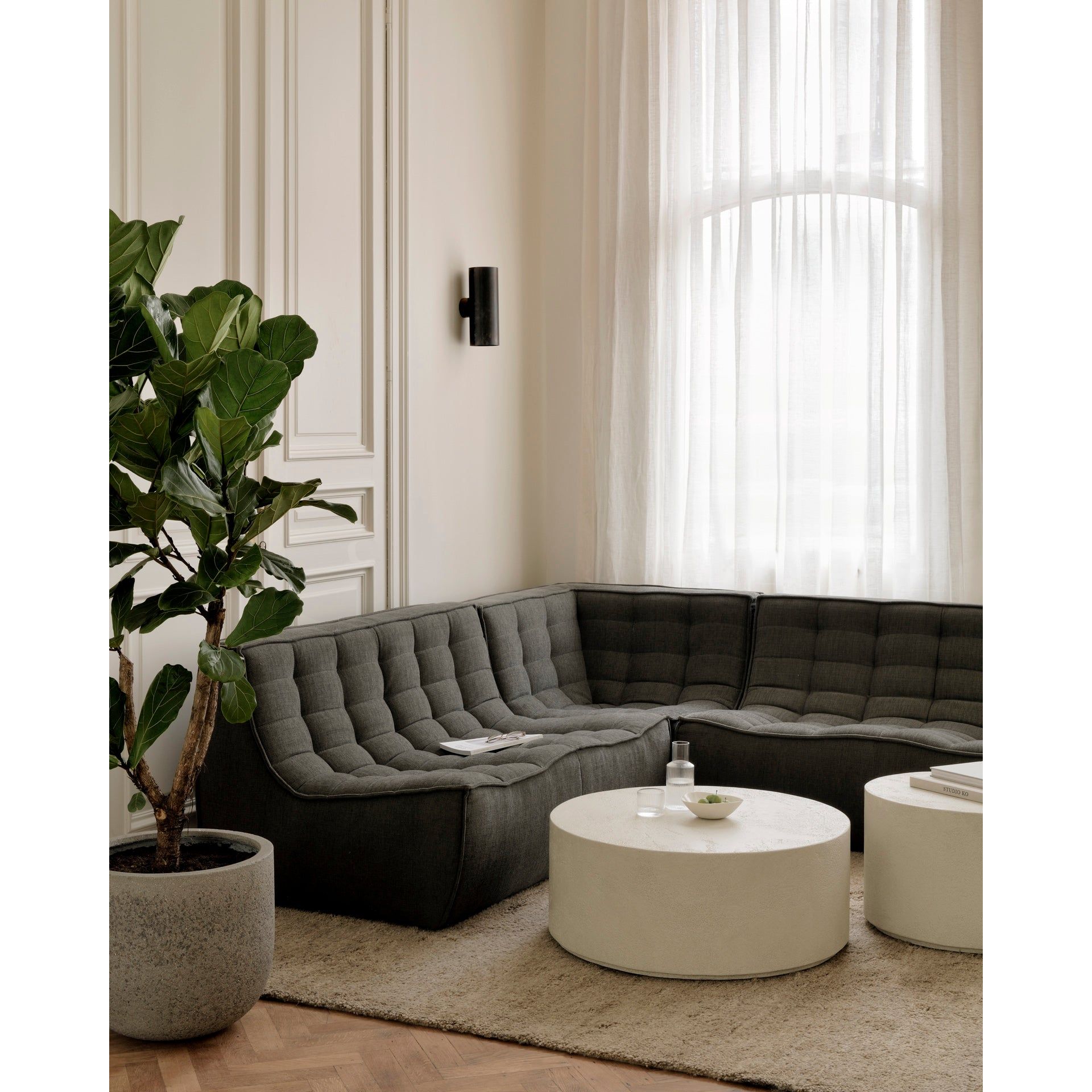 Featuring N701 Moss Modular Sofa by Ethnicraft at Amethyst Home. The N701 sofa is an inviting design that oozes comfort and relaxation. By combining the different modules and sizes, you have unlimited possibilities when it comes to creating your own unique setting.Weight : 30 lbs Dimensions: 39" W x 33" L x 30" H.  Amethyst Home provides interior design, new home construction design consulting, vintage area rugs, and lighting in the Calabasas metro area.