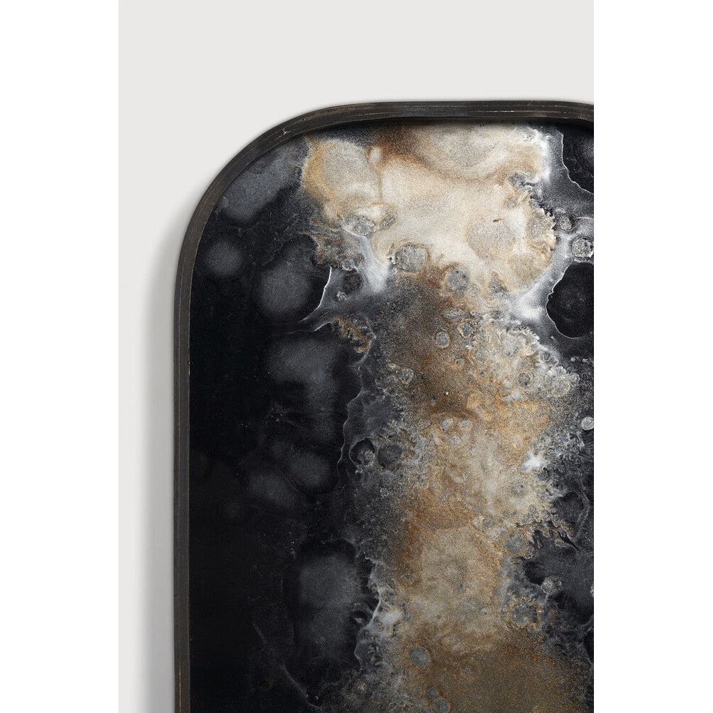 Featuring Organic Valet Tray by Ethnicraft at Amethyst Home. A subdued color palette meets captivating motifs inspired by nature and travel. This Black Organic glass valet tray experiments with the balance between rich patterns offset with muted tones, revealing the beauty behind the deceivingly ordinary subjects from which inspiration is drawn. In doing so, this collection captur. Amethyst Home provides interior design, new construction, custom furniture, and area rugs in the Charlotte metro area