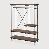 Featuring Oscar Teak Brown Hanging Rack by Ethnicraft at Amethyst Home. Bringing form and function to life, the Oscar collection ticks the right boxes. While some prefer the minimalist look, others may need more storage. Oscar offers practicality and organisation in the most elegant manner.Weight : 175 lbDimensions: 90.5 in W  x 44.5 in L x 10.5 in HAdjustable Feet : YesBrushed : NoCo. Amethyst Home provides interior design, new construction, custom furniture, and area rugs in the Miami metro area