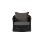 Featuring Porto Venao Charcoal Outdoor Swivel Chair by Four Hands at Amethyst Home. A beautiful rope-based design is woven across a durable, 360-swivel aluminum frame in a rich bronze finish. Topped with a wide cushion and throw pillow, all upholstered in 100% olefin, known for its UV-resistant, water-repellent and quick-drying abilities. Cover or store indoors during inclement weathe. Amethyst Home provides interior design, new construction, custom furniture, and area rugs in the Miami metro area