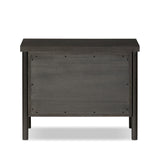 Featuring Roark Ebony Oak Veneer Nightstand by Four Hands at Amethyst Home. Rounded, chunky dowel legs in a black oak finish support the overhang top of this nightstand. Two drawers provide ample storage, finished with simple gunmetal hardware.Overall Dimensions: 30.00"w x 17.00"d x 24.00"hWeight : 76.06 lbsMaterials : Oak Veneer, Solid Oak. Amethyst Home provides interior design, new construction, custom furniture, and area rugs in the Winter Garden metro area