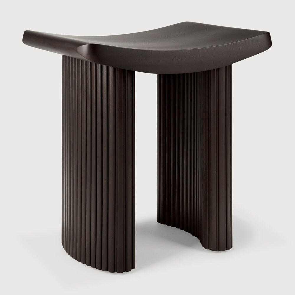 Featuring Roller Mahogany Dark Brown Max Stool by Ethnicraft at Amethyst Home. The Roller Max collection is remarkable in its design, distinguished with its stacked wood-stick effect. Both comfortable and compact, this eye-catching stool is versatile; position it solo, or combine with the wider Roller Max and Boomerang collection items to make a bold statement.Weight : 36 lb Dimen. Amethyst Home provides interior design, new construction, custom furniture, and area rugs in the Charlotte metro area
