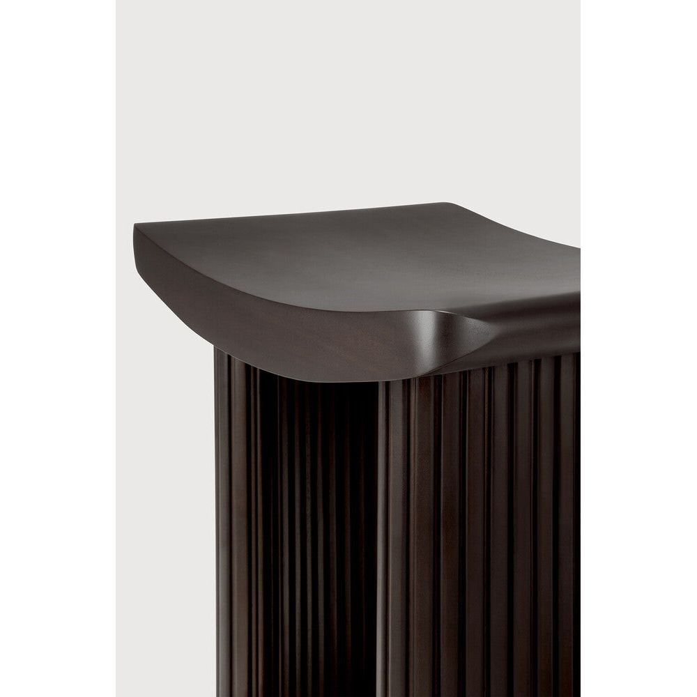 Featuring Roller Mahogany Dark Brown Max Stool by Ethnicraft at Amethyst Home. The Roller Max collection is remarkable in its design, distinguished with its stacked wood-stick effect. Both comfortable and compact, this eye-catching stool is versatile; position it solo, or combine with the wider Roller Max and Boomerang collection items to make a bold statement.Weight : 36 lb Dimen. Amethyst Home provides interior design, new construction, custom furniture, and area rugs in the Charlotte metro area