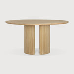 Featuring Roller Oak Round Max Dining Table by Ethnicraft at Amethyst Home. The Roller Max collection is remarkable in its design, distinguished with its stacked wood-stick effect. The dining table perfectly melds form with function. Featuring the option of reversable legs that can change the aesthetic to reflect personal style.Weight : 163 lbs Dimensions: 59.5" W x 59.5" L x 30". Amethyst Home provides interior design, new construction, custom furniture, and area rugs in the Alpharetta metro area