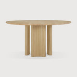Featuring Roller Oak Round Max Dining Table by Ethnicraft at Amethyst Home. The Roller Max collection is remarkable in its design, distinguished with its stacked wood-stick effect. The dining table perfectly melds form with function. Featuring the option of reversable legs that can change the aesthetic to reflect personal style.Weight : 163 lbs Dimensions: 59.5" W x 59.5" L x 30" H. Amethyst Home provides interior design, new construction, custom furniture, and area rugs in the Boston metro area