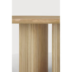 Featuring Roller Oak Round Max Dining Table by Ethnicraft at Amethyst Home. The Roller Max collection is remarkable in its design, distinguished with its stacked wood-stick effect. The dining table perfectly melds form with function. Featuring the option of reversable legs that can change the aesthetic to reflect personal style.Weight : 163 lbs Dimensions: 59.5" W x 59.5" L x 3. Amethyst Home provides interior design, new construction, custom furniture, and area rugs in the Laguna Beach metro area