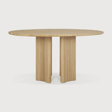 Featuring Roller Oak Round Max Dining Table by Ethnicraft at Amethyst Home. The Roller Max collection is remarkable in its design, distinguished with its stacked wood-stick effect. The dining table perfectly melds form with function. Featuring the option of reversable legs that can change the aesthetic to reflect personal style.Weight : 163 lbs Dimensions: 59.5" W x 59.5" L x 30" . Amethyst Home provides interior design, new construction, custom furniture, and area rugs in the San Diego metro area