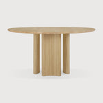 Featuring Roller Oak Round Max Dining Table by Ethnicraft at Amethyst Home. The Roller Max collection is remarkable in its design, distinguished with its stacked wood-stick effect. The dining table perfectly melds form with function. Featuring the option of reversable legs that can change the aesthetic to reflect personal style.Weight : 163 lbs Dimensions: 59.5" W x 59.5" L x 30". Amethyst Home provides interior design, new construction, custom furniture, and area rugs in the Washington metro area