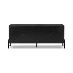 Featuring Rosedale Ebony Oak Sideboard by Four Hands at Amethyst Home. Accented with iron hardware wrapped in top-grain leather, black-finished oak veneer forms a clean silhouette with plenty of storage. Outset legs add an element of interest. Rear cutouts for cord management.Overall Dimensions: 73.25"w x 18.00"d x 30.00"hWeight : 154.32 lbsMaterials : Solid Oak, Top Grain Leathe. Amethyst Home provides interior design, new construction, custom furniture, and area rugs in the Alpharetta metro area