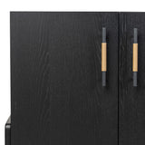 Featuring Rosedale Ebony Oak Sideboard by Four Hands at Amethyst Home. Accented with iron hardware wrapped in top-grain leather, black-finished oak veneer forms a clean silhouette with plenty of storage. Outset legs add an element of interest. Rear cutouts for cord management.Overall Dimensions: 73.25"w x 18.00"d x 30.00"hWeight : 154.32 lbsMaterials : Solid Oak, Top Grain Leather, Ir. Amethyst Home provides interior design, new construction, custom furniture, and area rugs in the Tampa metro area