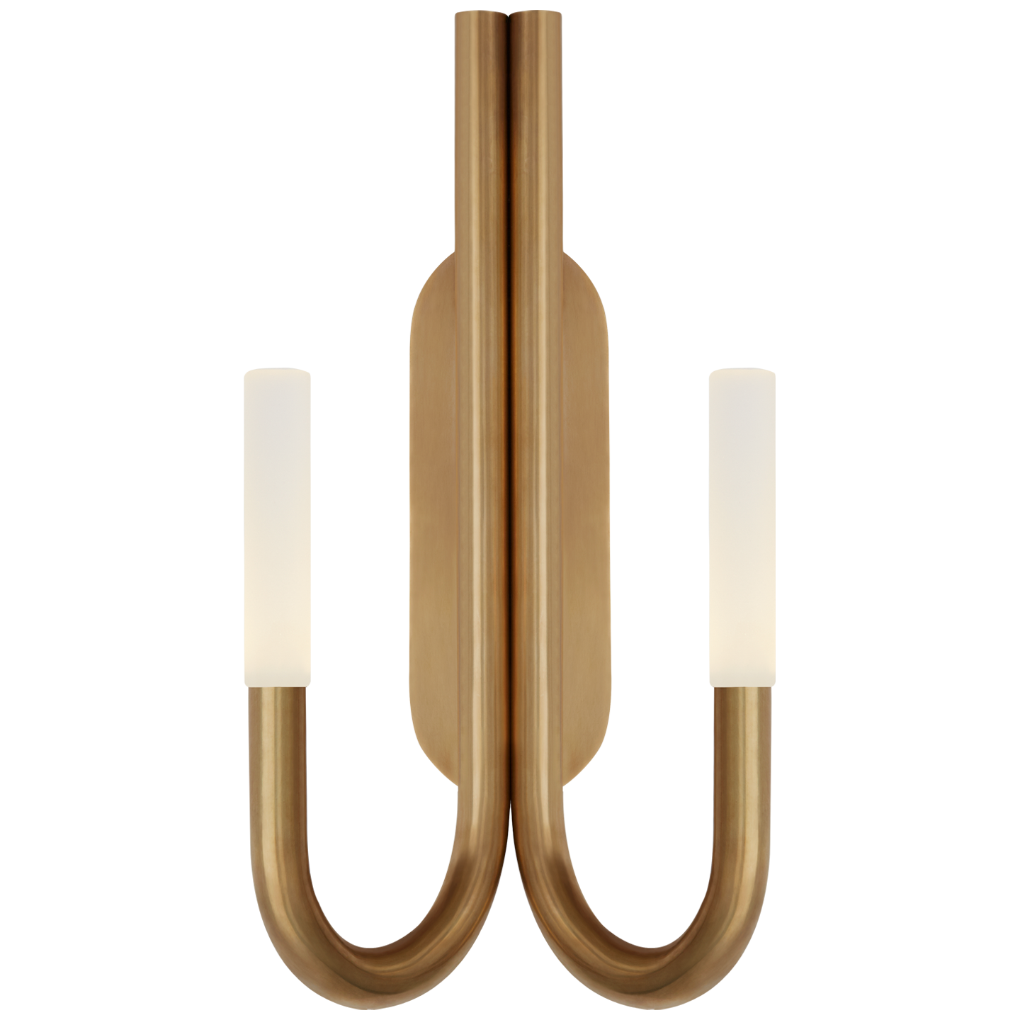 Featuring Rousseau Double Wall Sconce Antique-Burnished Brass by Visual Comfort at Amethyst Home. Featuring minimalist silhouettes with modern design details, Kelly Wearstler's distinctive Rousseau series offers a versatile range of lighting, including sconces, pendants and chandeliers. A variety of metal finishes pair with etched crystal, seeded or clear glass to create refined combi. Amethyst Home provides interior design, new construction, custom furniture, and area rugs in the Miami metro area