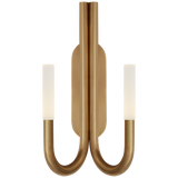 Featuring Rousseau Double Wall Sconce Antique-Burnished Brass by Visual Comfort at Amethyst Home. Featuring minimalist silhouettes with modern design details, Kelly Wearstler's distinctive Rousseau series offers a versatile range of lighting, including sconces, pendants and chandeliers. A variety of metal finishes pair with etched crystal, seeded or clear glass to create refined combi. Amethyst Home provides interior design, new construction, custom furniture, and area rugs in the Miami metro area