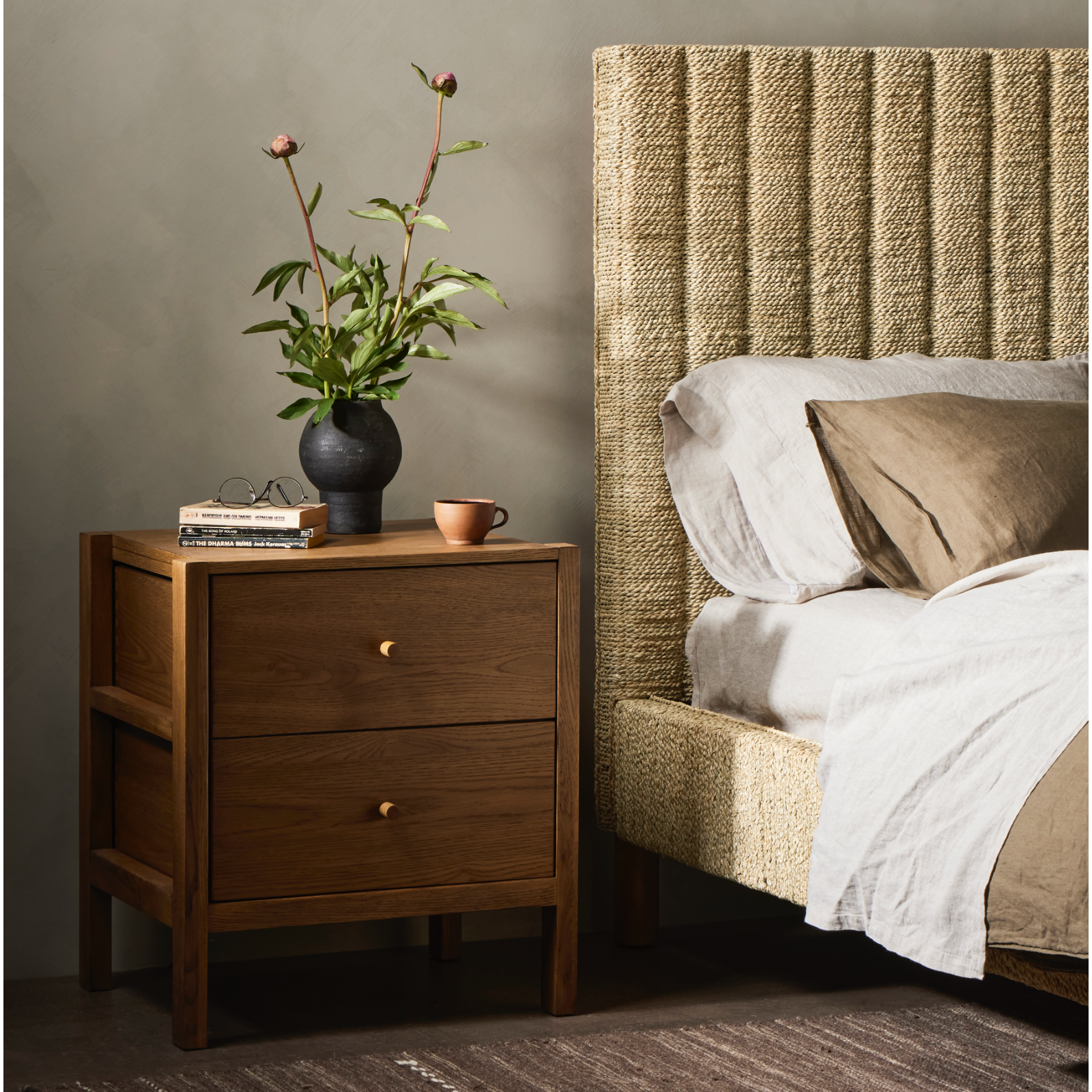 Featuring Meadow Tawny Oak Nightstand by Four Hands at Amethyst Home. With simple shaping inspired by midcentury casing, exposed framework and a warm oak finish bring a handcrafted, minimalist look to stylish bedside storage.Overall Dimensions: 22"W x 17.50"L x 25"HColors: Tawny Oak Veneer, Tawny OakMaterials: Oak Veneer, Solid Oak. Amethyst Home provides interior design, new home construction design consulting, vintage area rugs, and lighting in the Chicago metro area.
