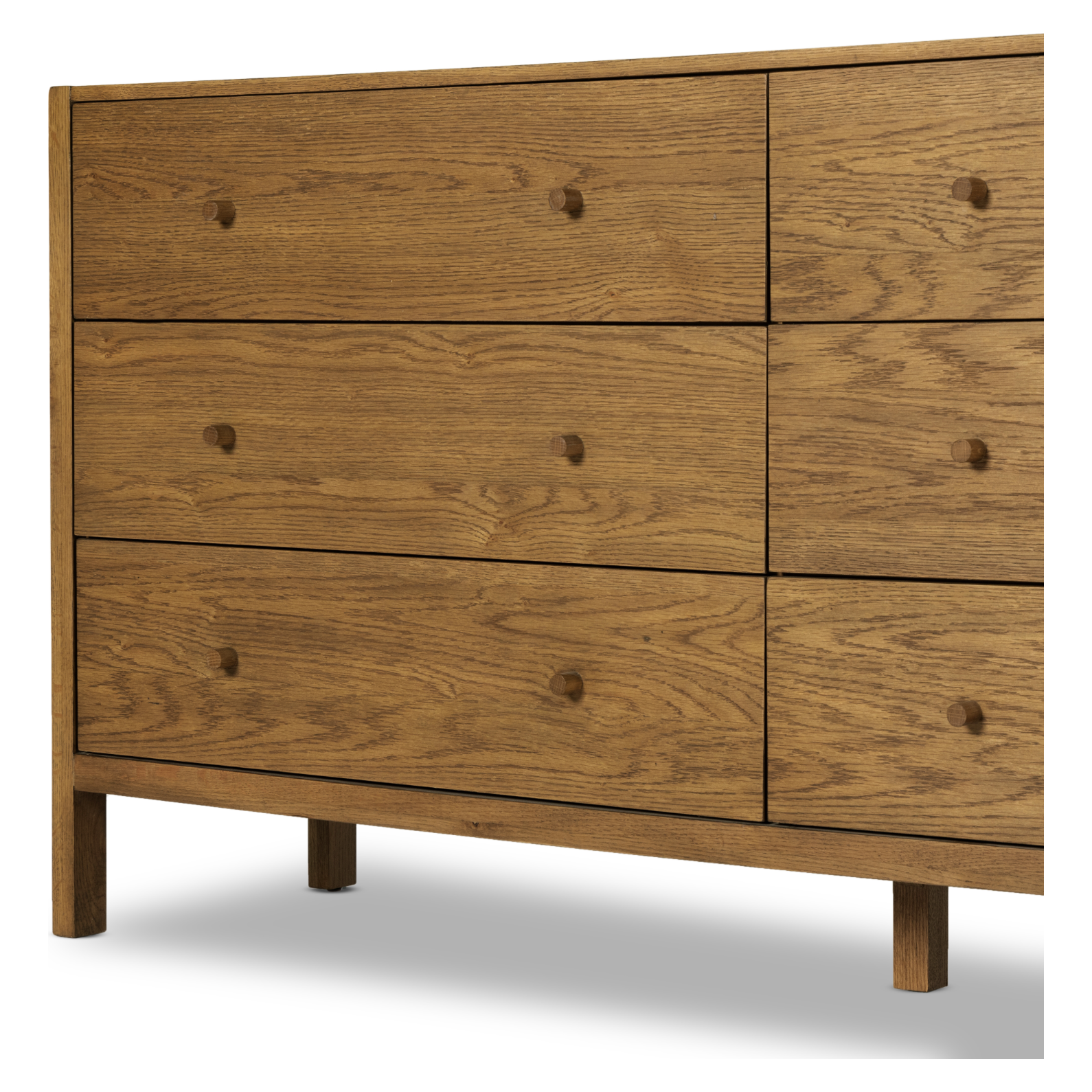 Featuring Meadow Tawny Oak 6 Drawer Dresser by Four Hands at Amethyst Home. With simple shaping inspired by midcentury casing, exposed framework and a warm oak finish bring a handcrafted, minimalist look to modern bedroom styling, with six spacious drawers for ample storage.
Overall Dimensions: 68.75"W x 17.50"L x 34.25"HColors: Tawny Oak Veneer, Tawny OakMat. Amethyst Home provides interior design, new home construction design consulting, vintage area rugs, and lighting in the Chicago metro area.