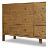 Featuring Meadow Tawny Oak 6 Drawer Dresser by Four Hands at Amethyst Home. With simple shaping inspired by midcentury casing, exposed framework and a warm oak finish bring a handcrafted, minimalist look to modern bedroom styling, with six spacious drawers for ample storage.
Overall Dimensions: 68.75"W x 17.50"L x 34.25"HColors: Tawny Oak Veneer, Tawny OakMat. Amethyst Home provides interior design, new home construction design consulting, vintage area rugs, and lighting in the Chicago metro area.