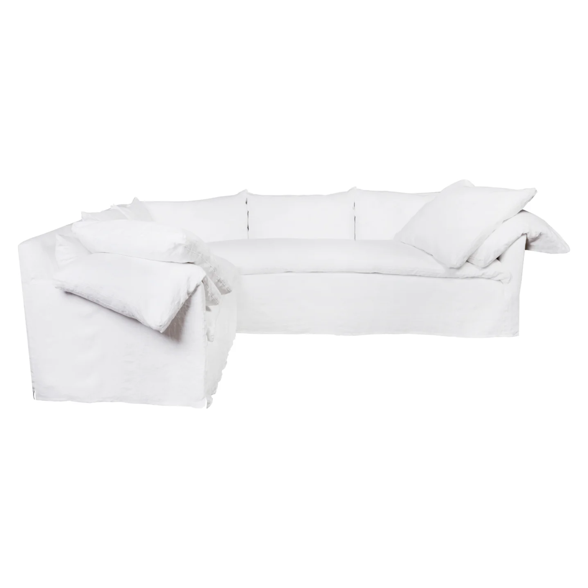 Featuring Donato Linen Slipcovered Sectional by Cisco Brothers at Amethyst Home. Wind down from a long day in this comfortable, easy-care slipcovered Donato Linen Slipcovered Sectional. This casual, chic sectional will bring the whole family together for years to come.
Size: 114"w x 32"h x 114"dOverall Sitting Space: 87"w x 87"d
Made in USA
Fabric Details:. Amethyst Home provides interior design, new home construction design consulting, vintage area rugs, and lighting in the Calabasas metro area.