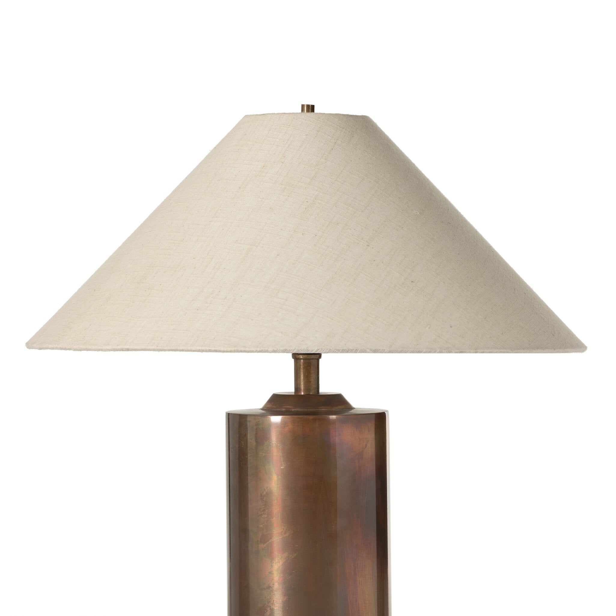 Featuring Seaton Iridescent Acid Wash Table Lamp by Four Hands at Amethyst Home. All-metal table lamp finished with a unique process to accomplish its iridescent acid wash look. The metal is first polished, then oxidized. It's finished with a heating process and lacquer seal for an antiqued look, complemented by a simple linen shade.Overall Dimensions: 20.00"w x 20.00"d x 24.00"hWeigh. Amethyst Home provides interior design, new construction, custom furniture, and area rugs in the Tampa metro area