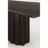 Featuring Sequence Mahogany Dark Brown Dining Table by Ethnicraft at Amethyst Home. Inspired by the rhythmic flow of repetition and variation, the Sequence dining table brings a sense of movement to your space. Solid wooden elements form a sculptural base, where alternating shapes create a balanced interplay of presence and openness. A smooth tabletop provides a quiet contrast, gro. Amethyst Home provides interior design, new construction, custom furniture, and area rugs in the Portland metro area